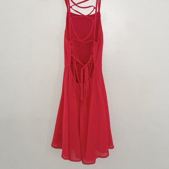 Lulus Solid Red Strappy Dress Size XS Womens Party Lace Up Cross Back Fit Flare - Picture 10 of 10